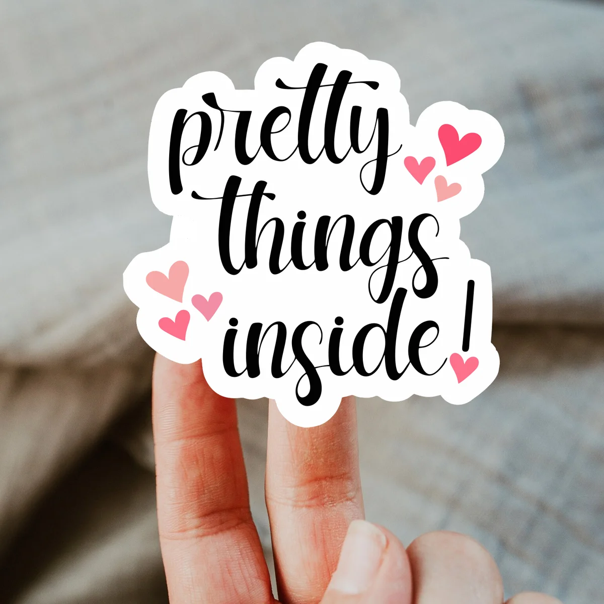200Pcs/roll Pretty Things Inside Sticker•Small Business Shop Labels, Pink Hearts Happy Mail Package Seals•  Wedding Stickers
