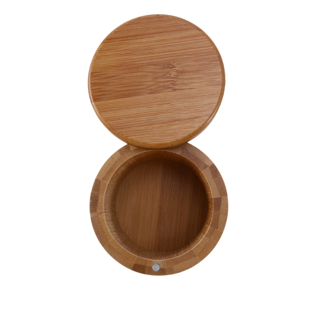 B03C-4Pcs Storage Boxes Salt Box Wooden Bamboo Storage Box With Magnetic Swivel Lid Container