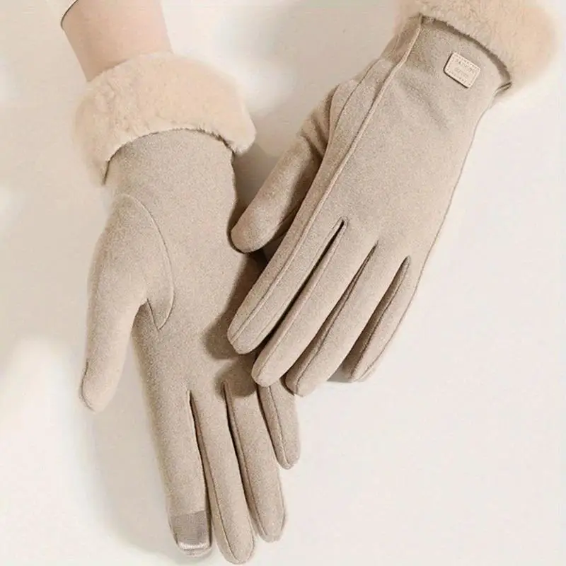 المرأة الشتاء الدافئة قفازات ملموس قفازات مبطن سميكة الرياح البرد الوقاية الطلاب لطيف ركوب قفازات السيارات الكهربائية
