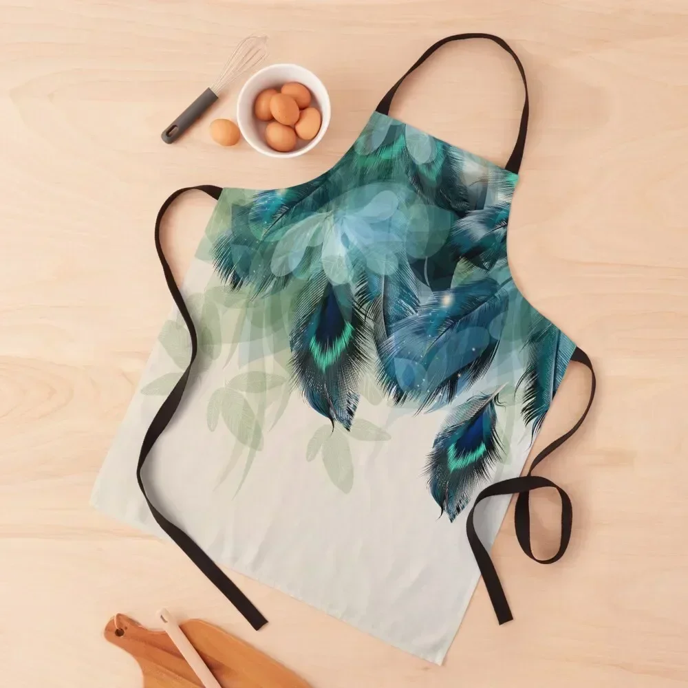 

Peacock Feathers Turquoise Apron Things For The Home Restaurant barber men chef for man Apron