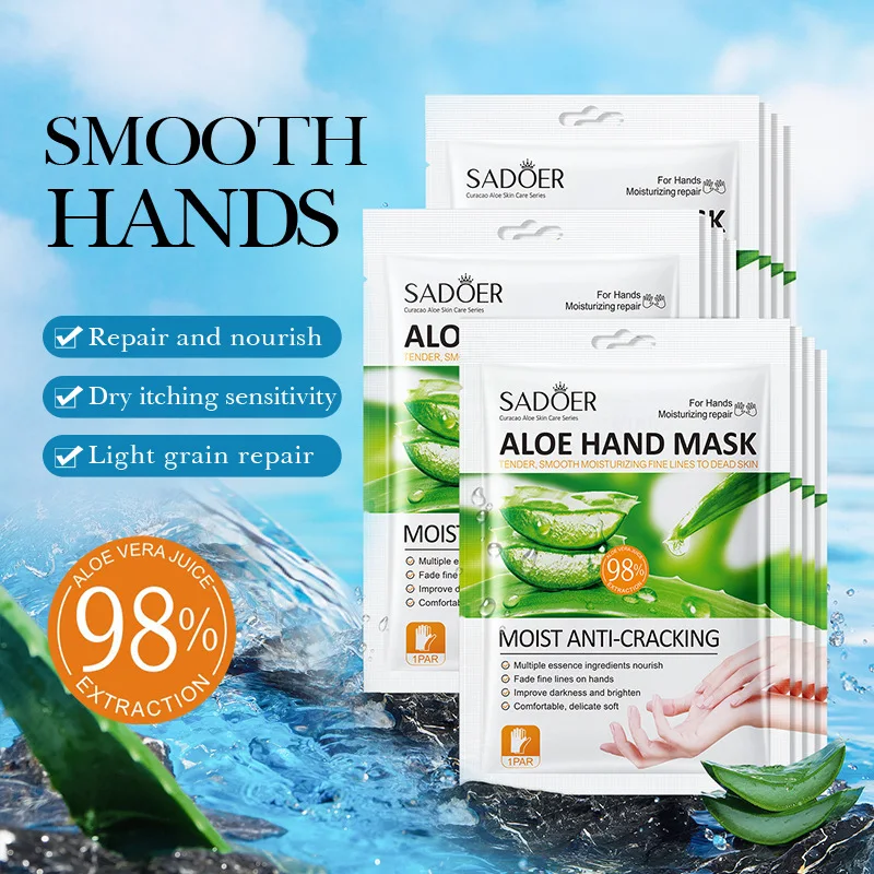 Mascarilla para Pies de Aloe Vera SADOER, Mascarilla Hidratante para Manos, Mascarilla Exfoliante para Pies, Pedicura, Antiarrugas, Cuidado de la Piel