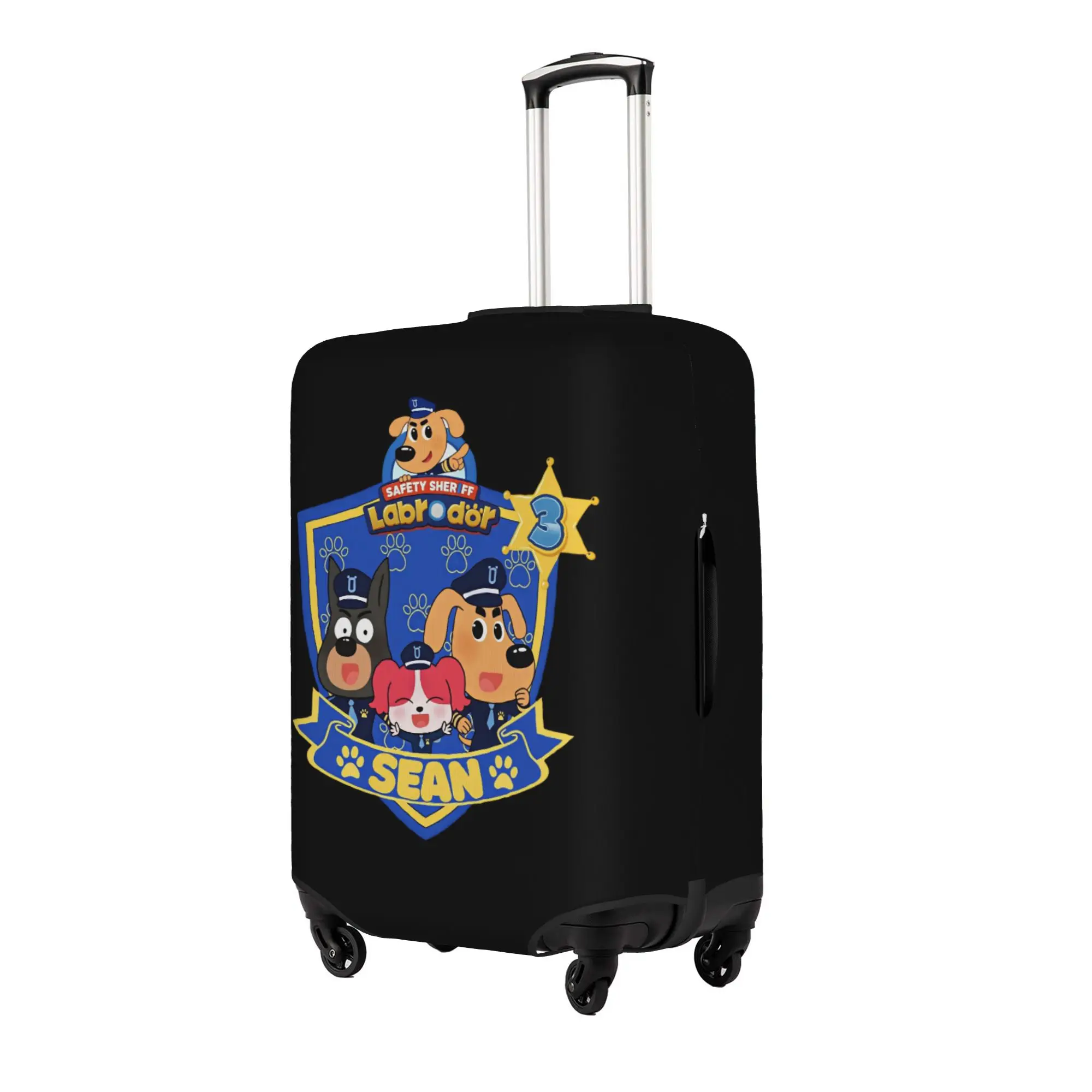 Sheriff Labrador Dog Cartoon Travel Luggage Cover Elastic Suitcase Cover Protector Fit 18-32 Inch 2