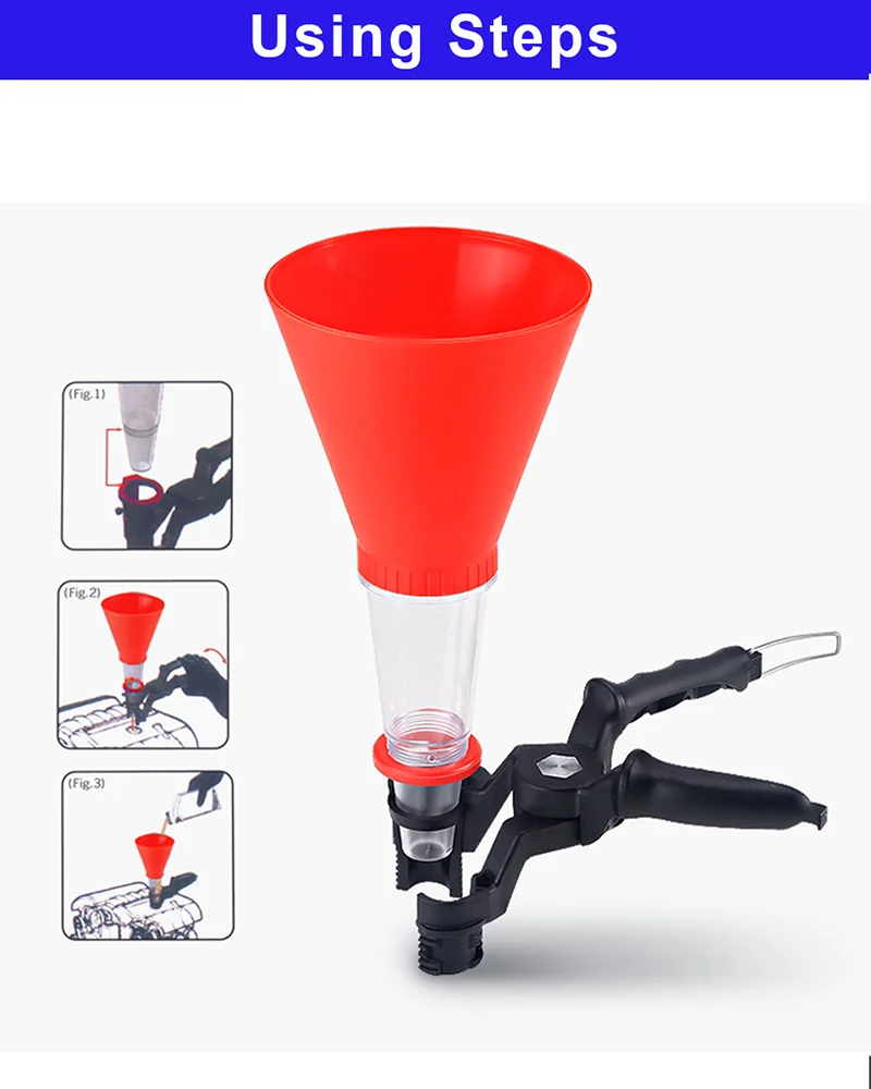 Universelles Motoröl-Einfülltrichter-Set aus Kunststoff mit Verstellbaren Gasadaptern, Ölwechsel-Ausrüstung, Auto-Betankungszubehör Werkzeugset – Detail 4