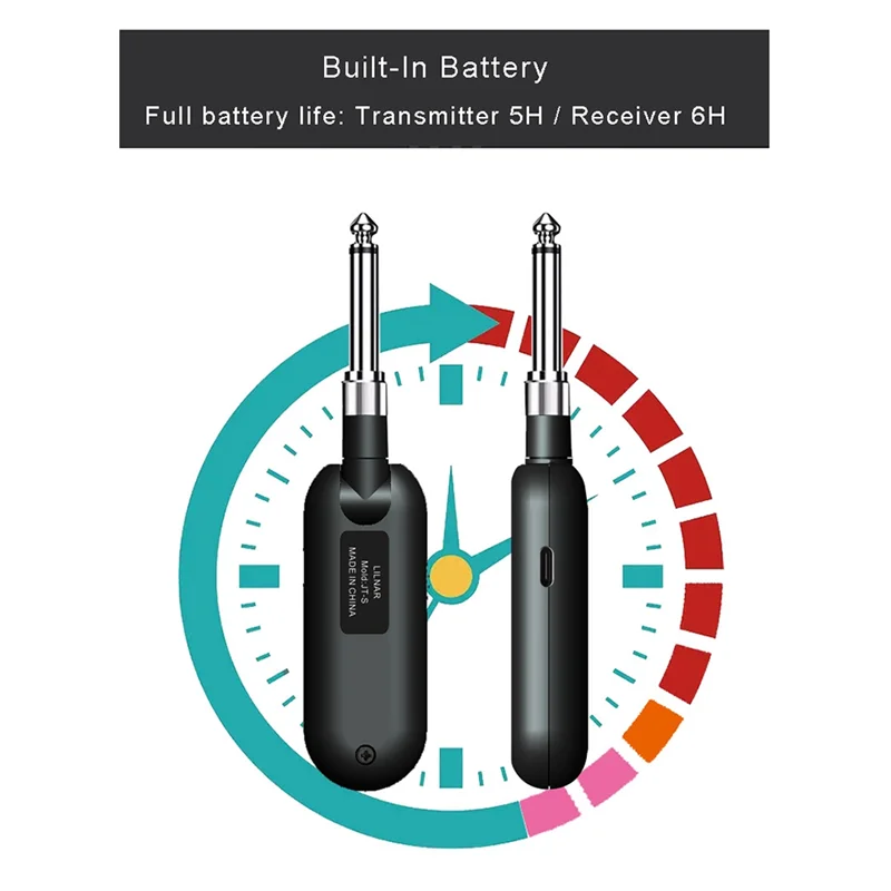 

UHF Wireless Guitar System Guitar Transmitter Receiver Set With 5 Channels For 3.5Mm/6.35Mm Electric Guitar Bass