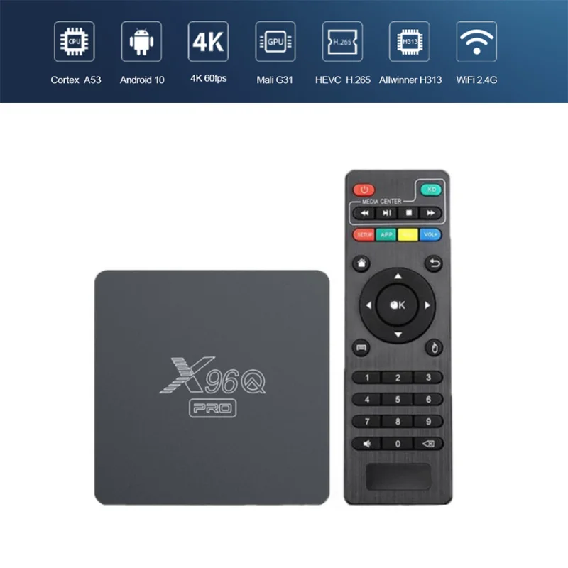 

X96Q PRO TV BOX Android 10.0 Allwinner H313 2GB 16GB / 1GB 8GB 2.4G WiFi 4K HD Smart Top Box