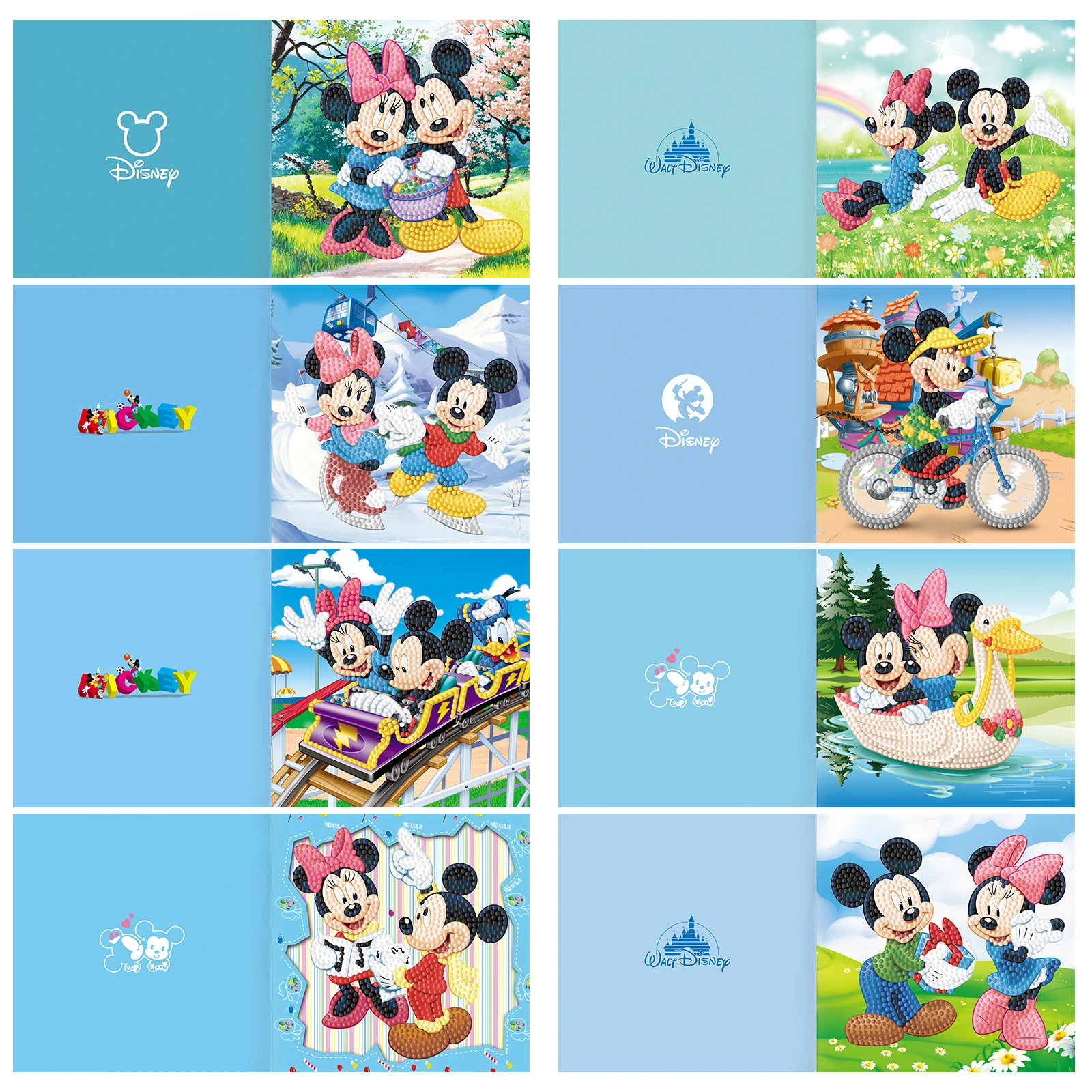 New Disney Diamond Painting Greeting Card Mickey Minnie Cute Card DIY Diamond Painted Embroidery Mosaic Handmade Art Thanks Gift