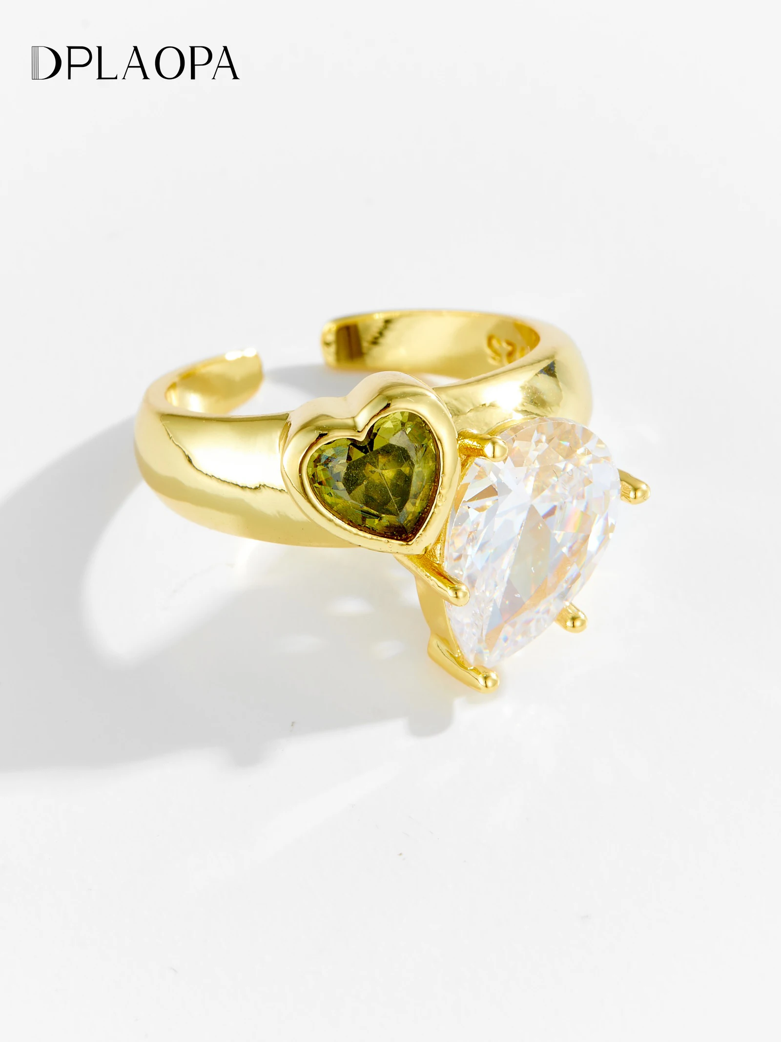 

DPLAOPA, стерлинговое серебро 925 пробы, сердце, зеленый, синий циркон, большое грушевидное регулируемое кольцо, женское роскошное изысканное свадебное подарочное ювелирное изделие 2021.