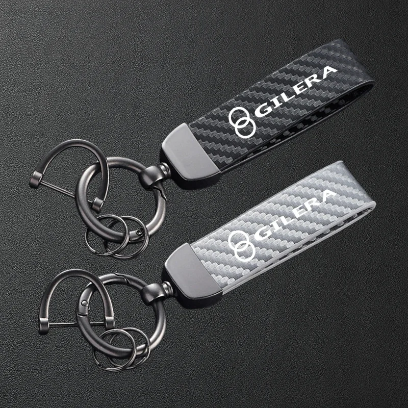For Gilera GP800 Fuoco Nexus 500 Runner 50 125 200 High-Grade Motorcycle Carbon Fiber Patterned Keychain Metal Keyring