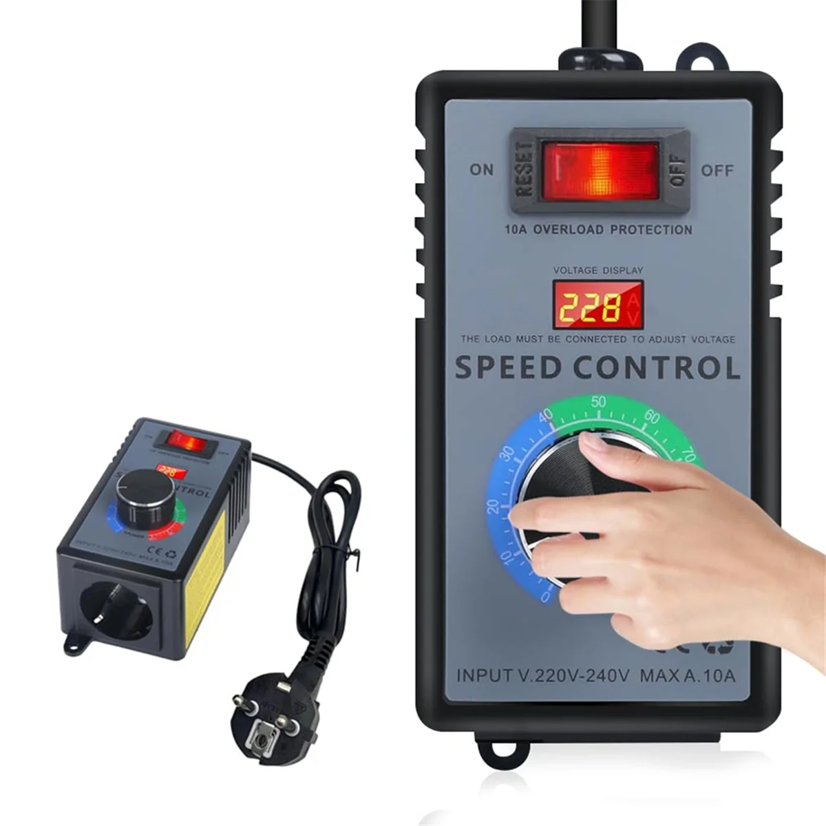 

New Speed Controller 230 V, Frequency Converter 230 V, Motor Voltage Regulator AC 220 V 10 A Highest Power 4000 W, EU Plug