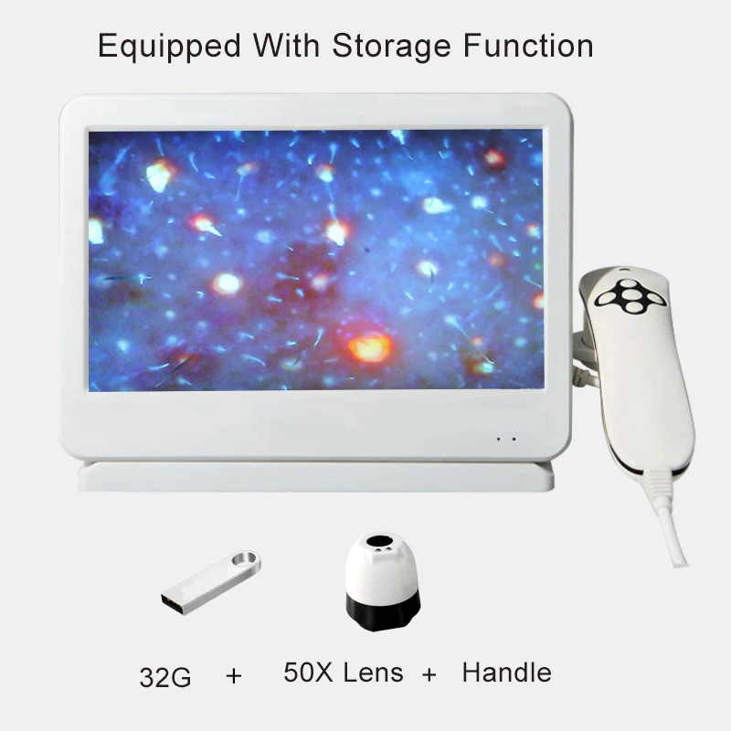 10 inch HD Display Professional Skin Analyzer 50X/200X Magnifying Scalp Test Device Pore Magnifier Hair Follicle Scalp Detector