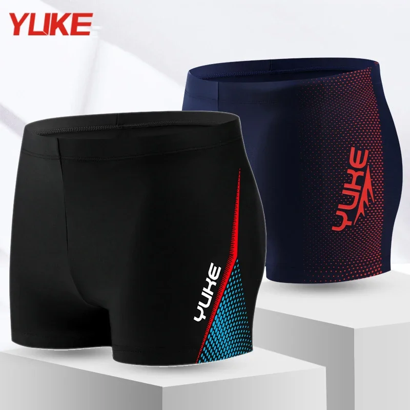 YUKE Summer Quick-dry Swimming Shorts Trunks Men Training Bathing Suit Beach Swimsuit Boy Swimwear Plus Size XXXXL 2024 Solid