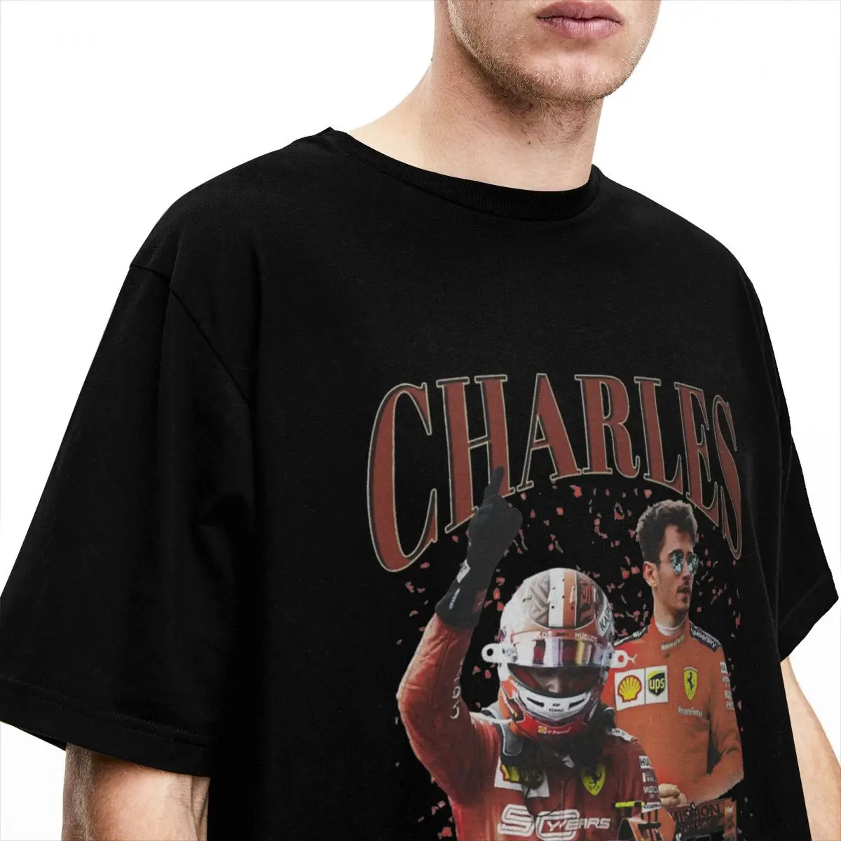 Charles Leclerc T-Shirt Summer Car Racer Vintage T Shirts 100% Cotton Hipster Tee Shirt For ManShort Sleeve Casual Tees