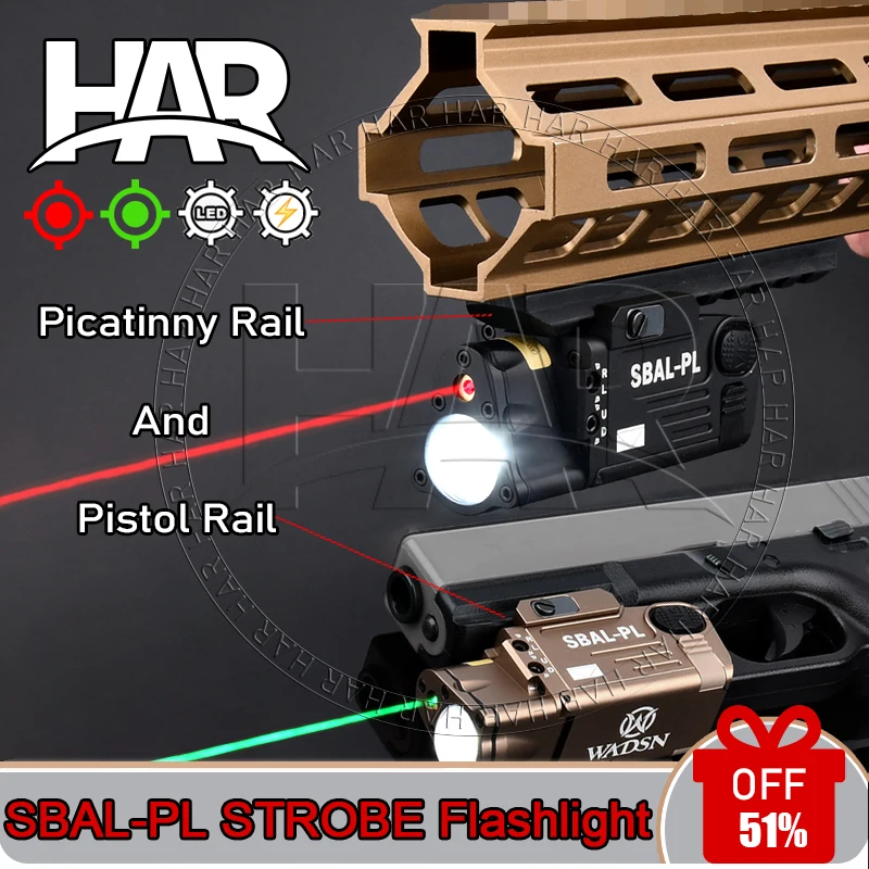 

Airsoft SF SBAL-PL Red Laser Green White Light+Strobe Flashlight Hunting Laser Hanging Scout LED Hunting Pistol Weapon Surefir