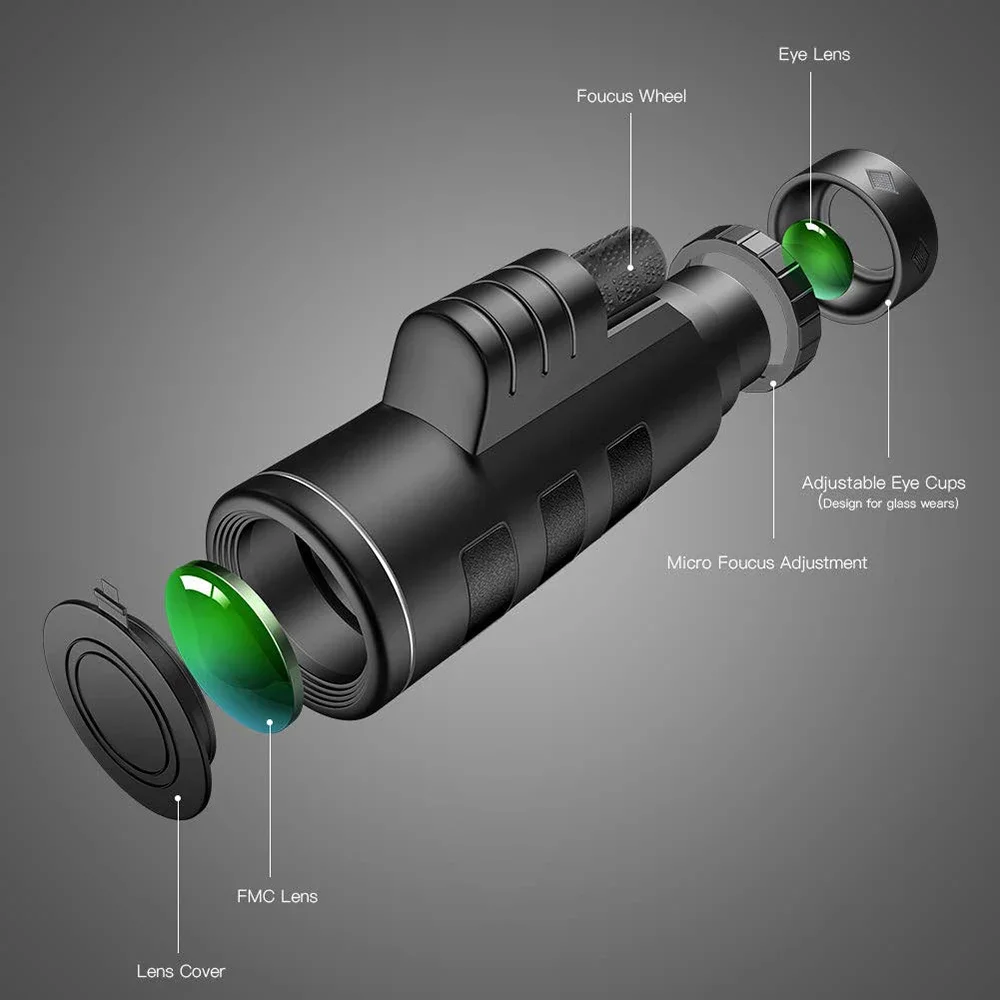 유니버설 폰 카메라 렌즈 40X60 줌 망원경 스마트폰용 삼각대 포함