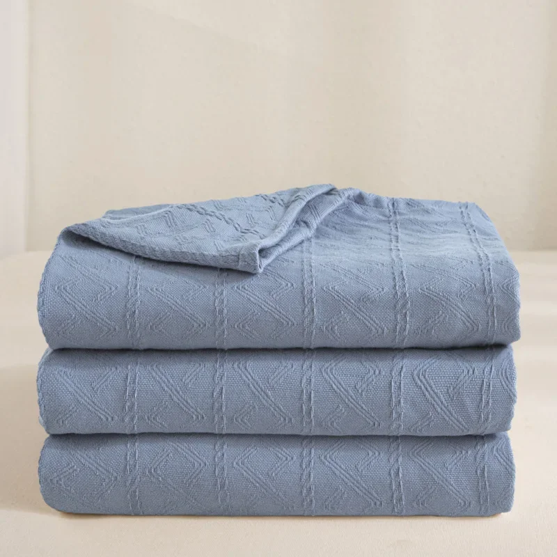 

2026 new solid color simplicity cotton towel quilt pure cotton summer towel blanket nap air conditioner blanket