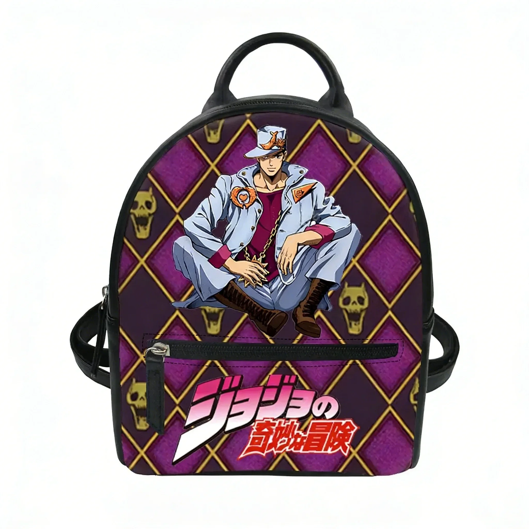 

JoJo Anime Backpack Purse Womens Schoolbags Personalized Double Shoulder Bags High Quality Mini Daypack Leather Travel Bag Gift