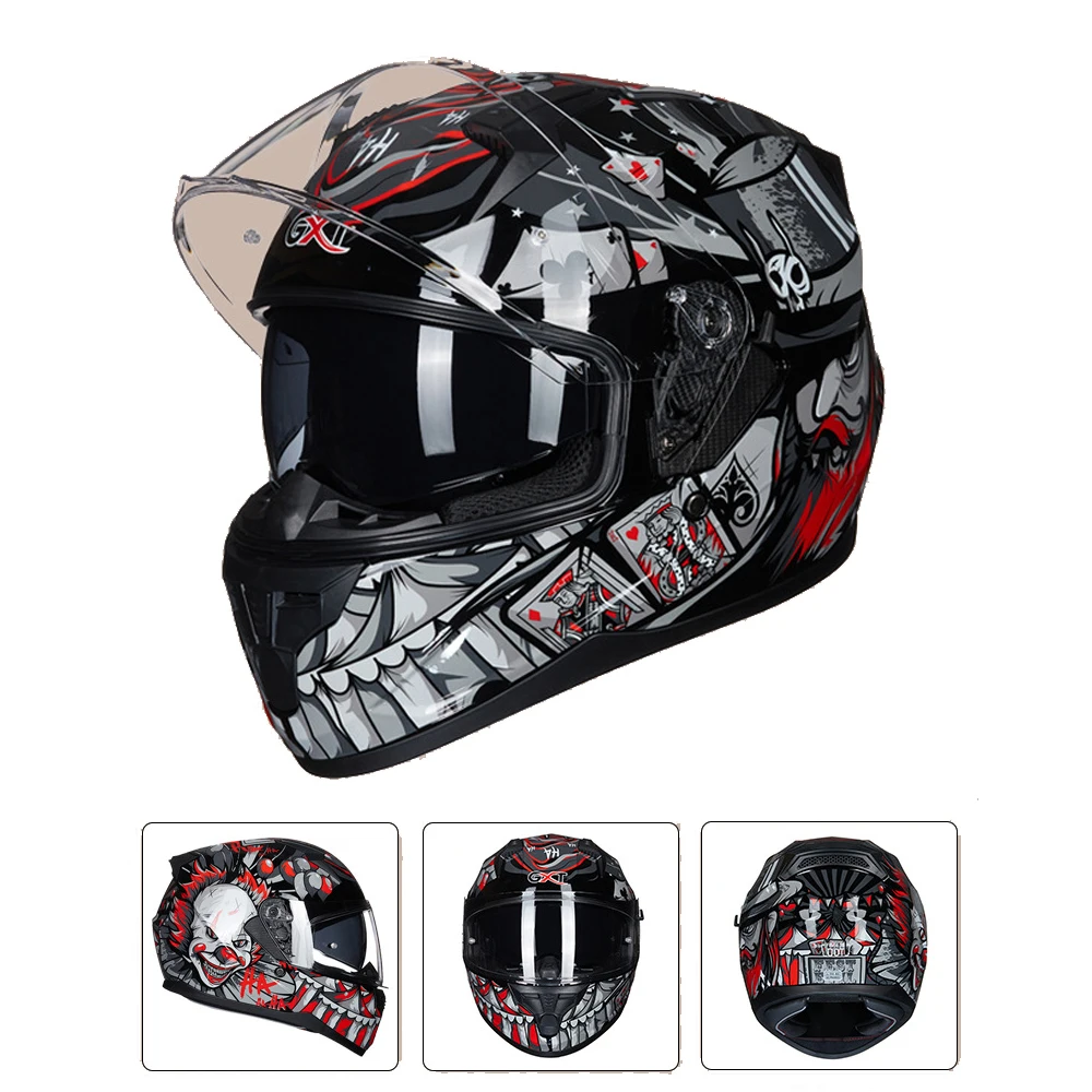 GXT Full Face Motorcycle Helmet Dual Lens Casco Moto Men Capacete De Moto Motorbike Racing Helmets Accesorios Para Moto DOT