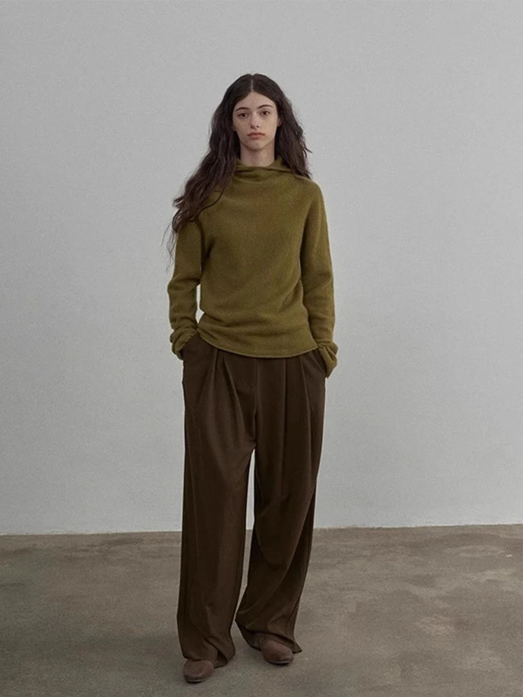 هودي صوفي أبيض أنيق للنساء، طبقة أساسية للخريف والشتاء، ملابس داخلية مريحة بأكمام طويلة ولون موحد