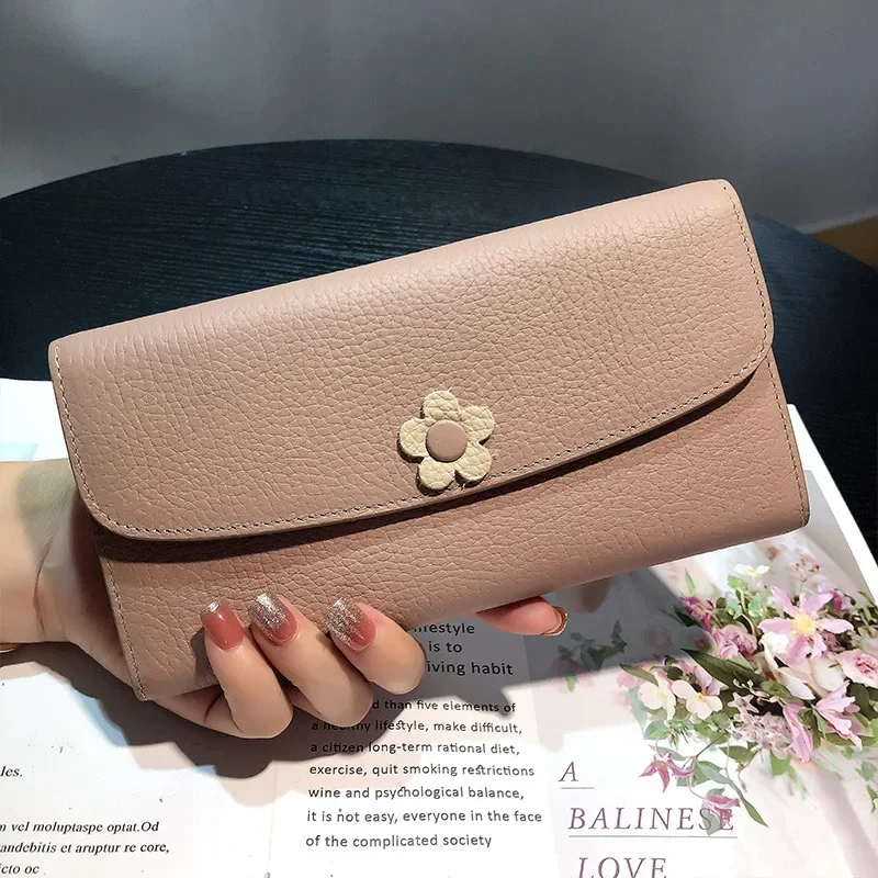 Women Genuine Leather Wallets Luxury Cowhide Long Wallet New Design Brand Envelope Clutch Bag Large Capacity Phone Purse 7Z