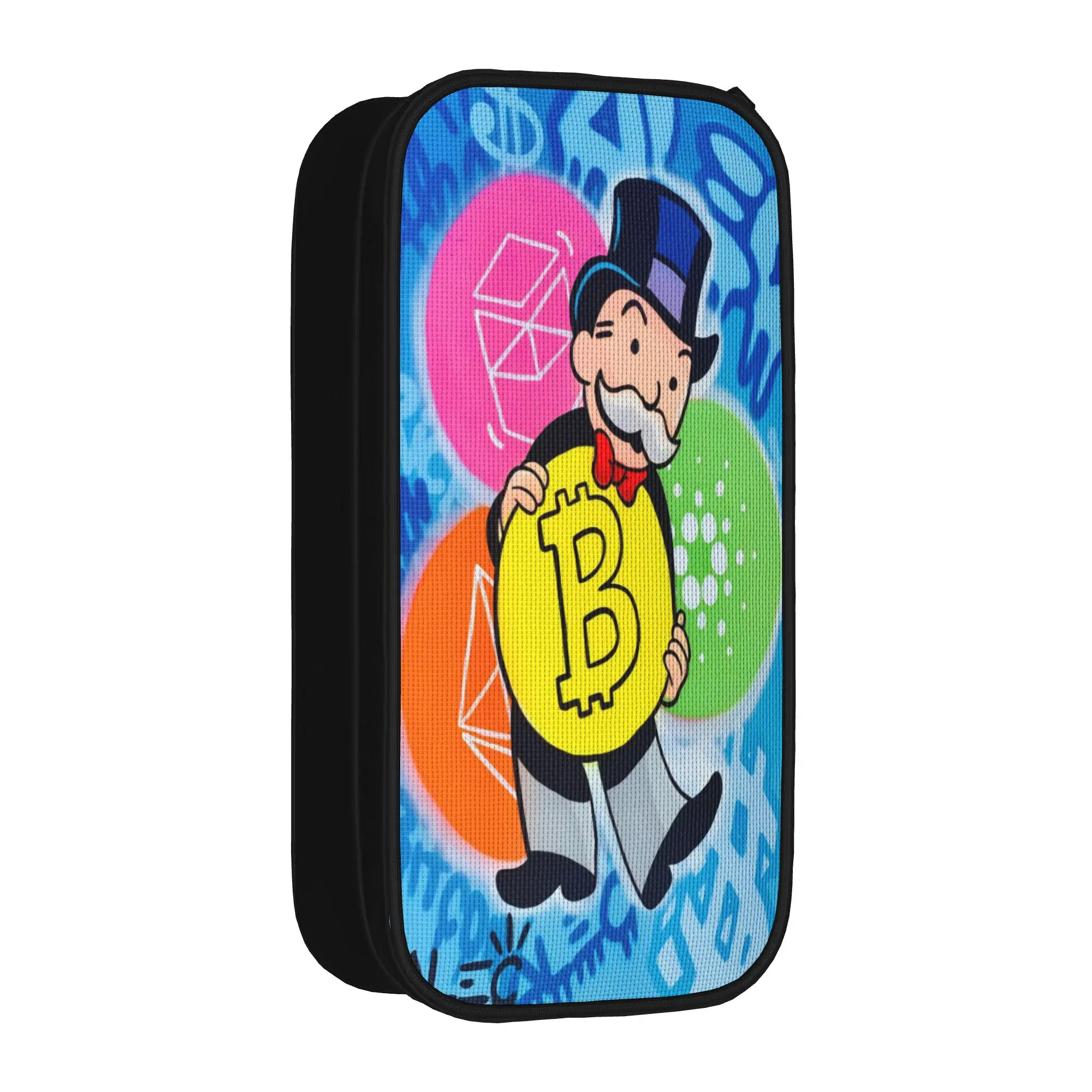 Creative Alec Monopolys Pencil Case  Pencil Pouch Pen Holder for Student Big Capacity Bag Office Zipper Stationery