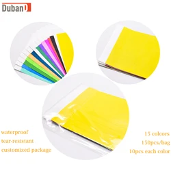 150Pcs,15 Colors  Sample Tyvek Wristbands for Events Waterproof Tear Resistant Paper Bracelets for Festivals Tours