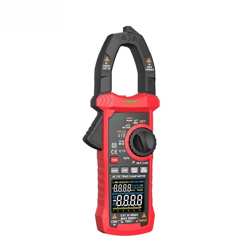 TA813B+ Digital Clamp Meter 6000 Counts True RMS AC/DC 1000A Ohm LowZ NCV Multimeter Resistance Diode DC Current