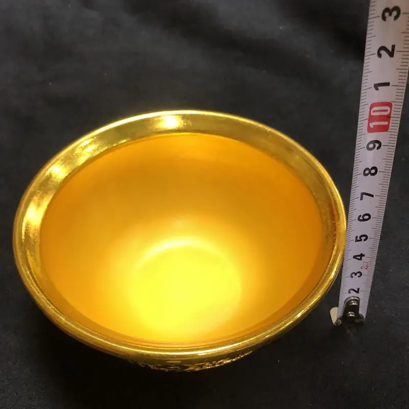 Antique Miscellaneous Collection Daqing Qianlong Annual Gilt Baifu Bowl Crafts Ornament