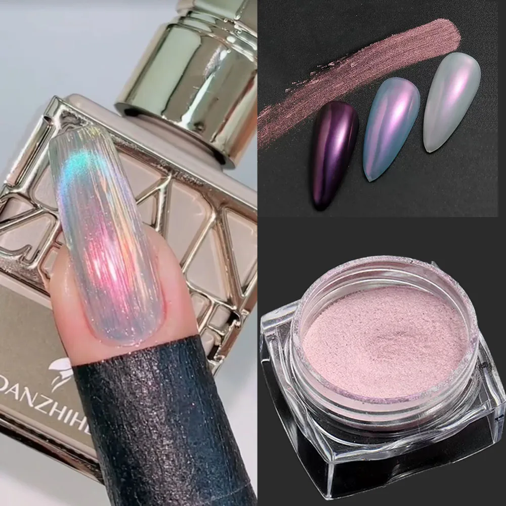 1Jar Aurora Nail Art Powder Pink Colorful Glass Aurora Fairy Polarized Mermaid Magic Nail Powder DIY Cat Eye Wedding Nail Art