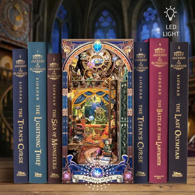

Деревянный книжный магазин «сделай сам», дом, фэнтезийный магазин, полная серия, трехмерная подставка для книг, ручная сборка, настольный орнамент, модель игрушки