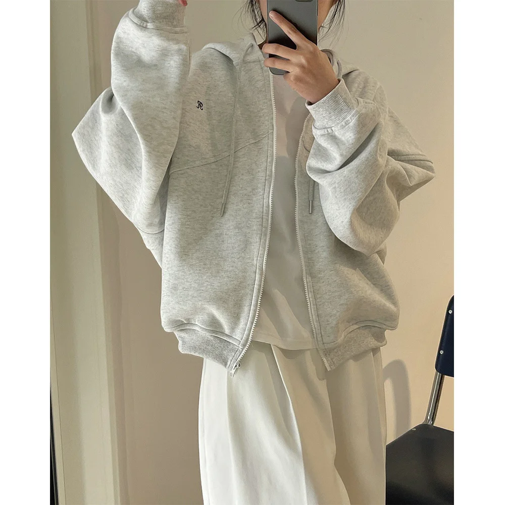 Wiosna Korea Casual sportowy list bluza z kapturem rozpinany sweter luźny płaszcz Top kobiety