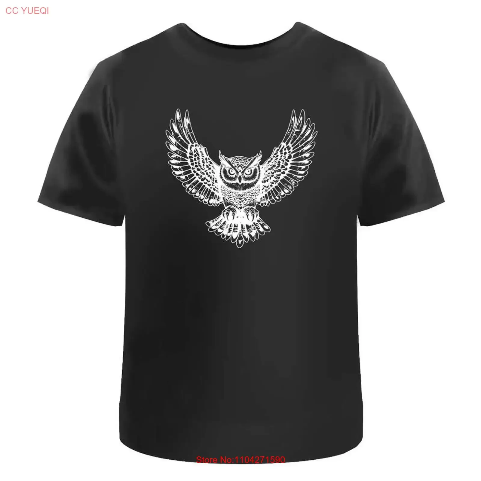 'Owl with Wings Spread ' T Shirt 100 Cotton S XXL TA053356 vintage Washed Comfortable designer clothes homme Unisex Versatile