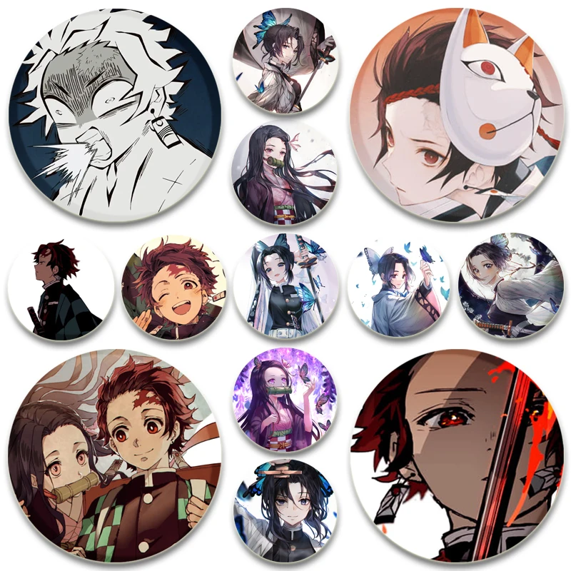 Agatsuma Zenitsu Kanroji Mitsuri Demon Badge Kochou Shinobu Tsuyuri Kanao Kamado Tanjirou Kamado Nezuko Anime Brooch Cartoon Pin