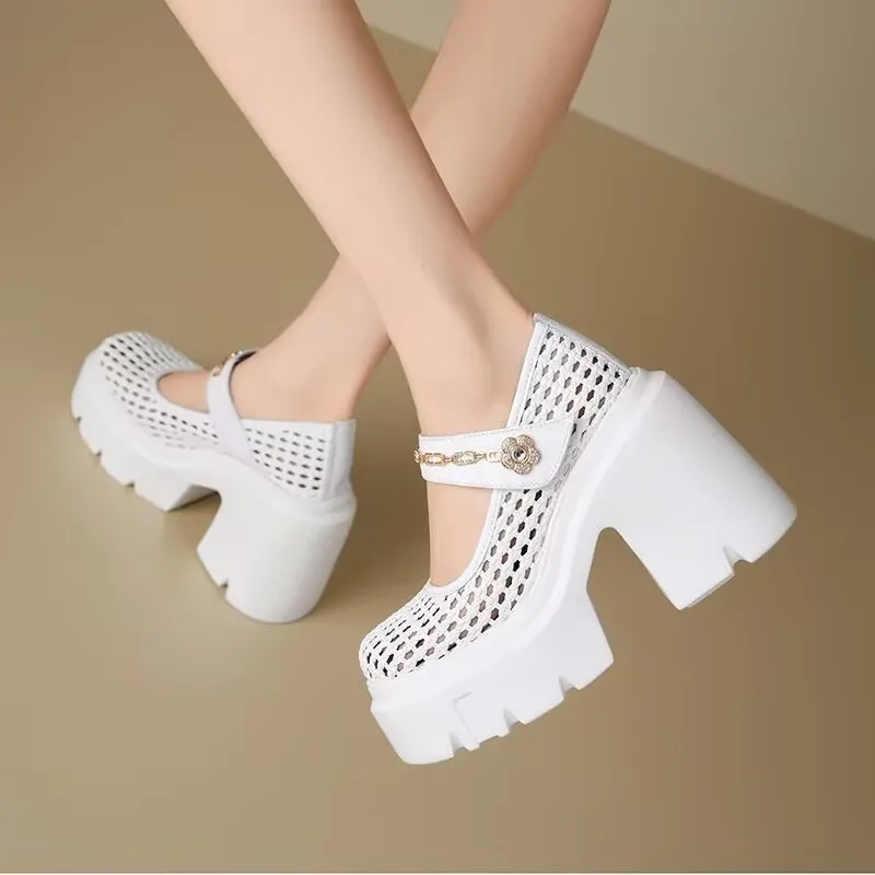 

Женские сандалии на платформе с плетеным каблуком, туфли Мэри Джейн на высоком каблуке с одной пряжкой, новые