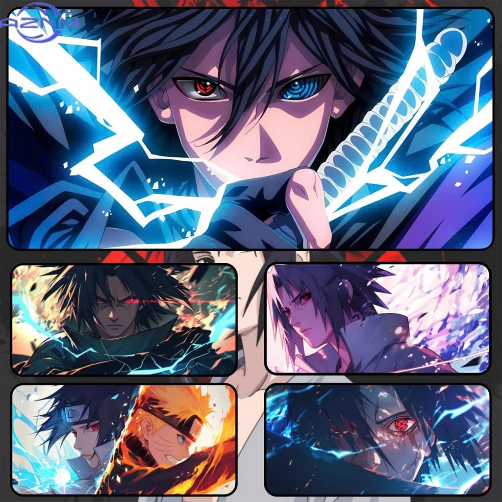 Sasuke Pattern Mouse Pad – Anime Naruto Smooth Speed Surface, Large Size, Cool Anime Fighting Style