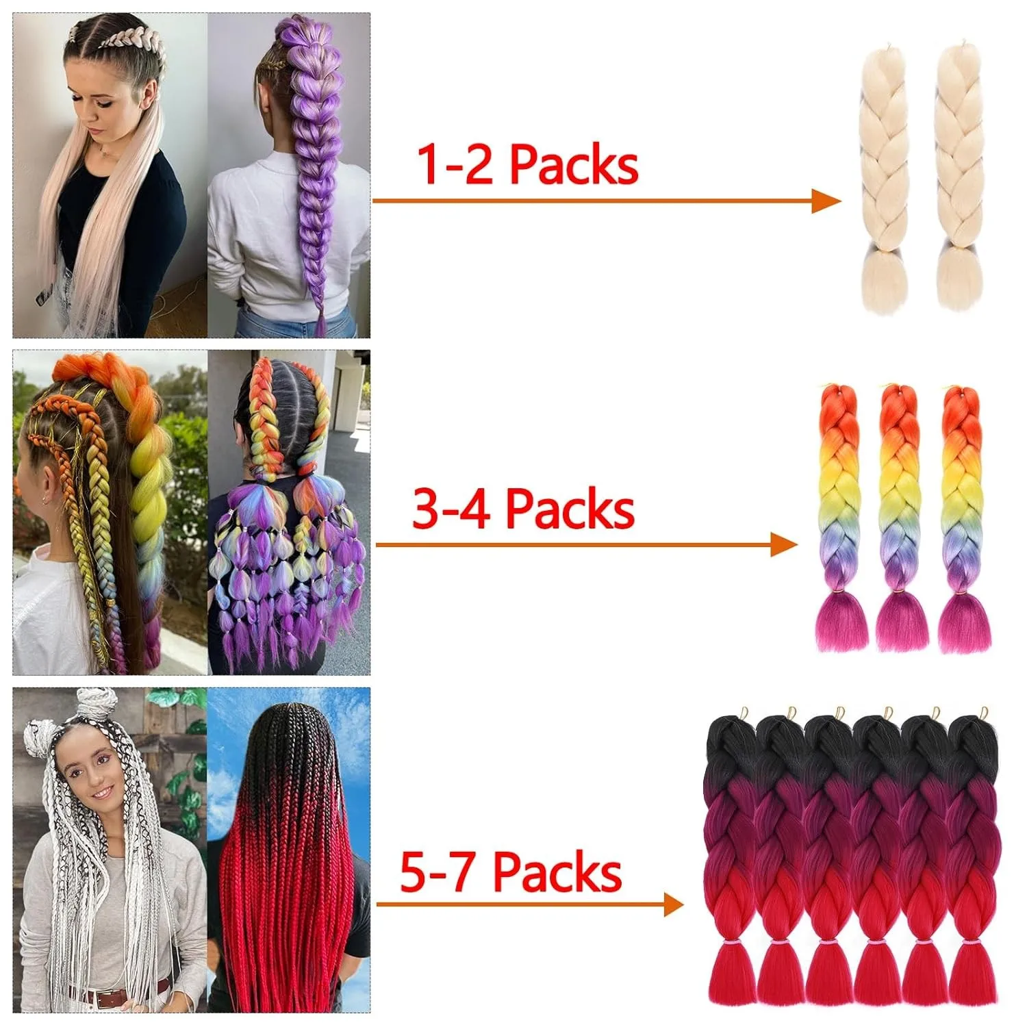 Jumbo Braiding Hair Synthetic Jumbo Crochet Braiding Hair Extension for Box Twist Braids Hair Braids Pre Stretched Box Braids