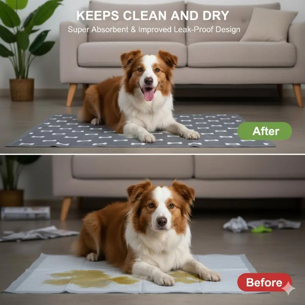 Super Absorbent Pet Bed Mat Reusable Washable Dog Urine Pad Anti-Slip Leak-Proof Puppy Pee Pad with Pheromones Pet Training