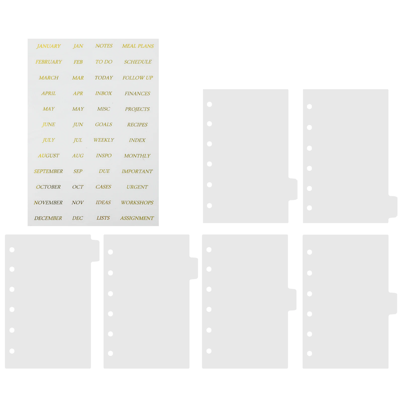 

7 Pieces Binder Dividers Transparent PP Material 6 Hole Notebook Supplies Tabs for Organizing Planner Pages