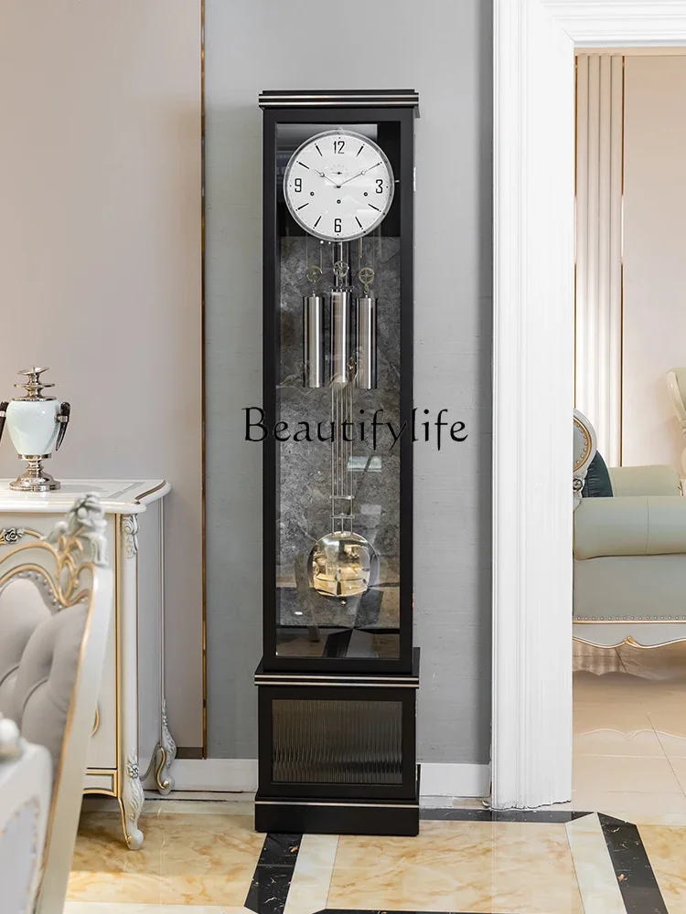 

S German Hermle Light Luxury the Grandfather Clock Chinese Retro Pendulum Clock Mechanical Solid Wood Large Clock