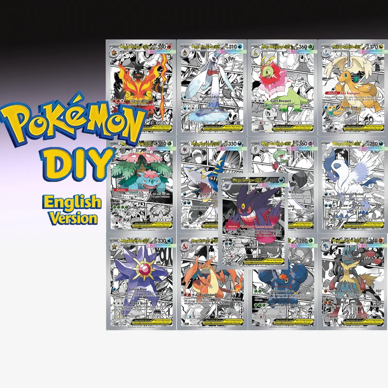 

Diy Pokemon Selfmade Card English Mega Evolution Series Charizard Gengar Starmie Heracross Lucario Venusaur Gardevoir Dragonite