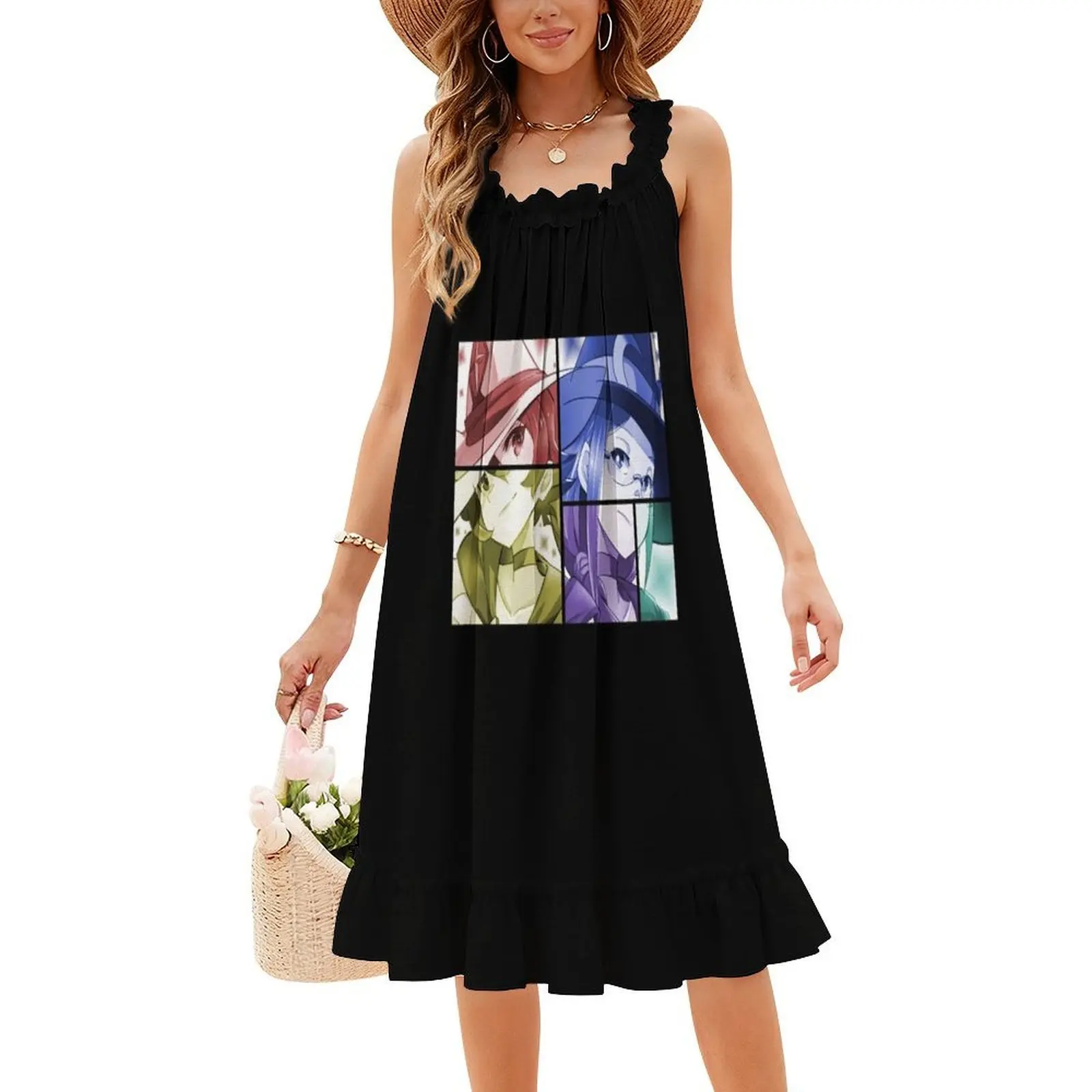 أنيمي مستوحاة قميص الأزهار سموك فستان للنساء الربيع الصيف فستان كاجوال للحزب أنيمي مانغا أكو كاغاري سوسي لوت #4