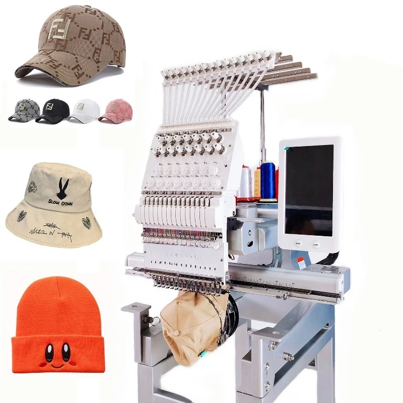 Customized Single Head Cap Flat T-shirt Portable Embroidery Towel Embroidered Parches Embroidery Machine For Glitter Border Let