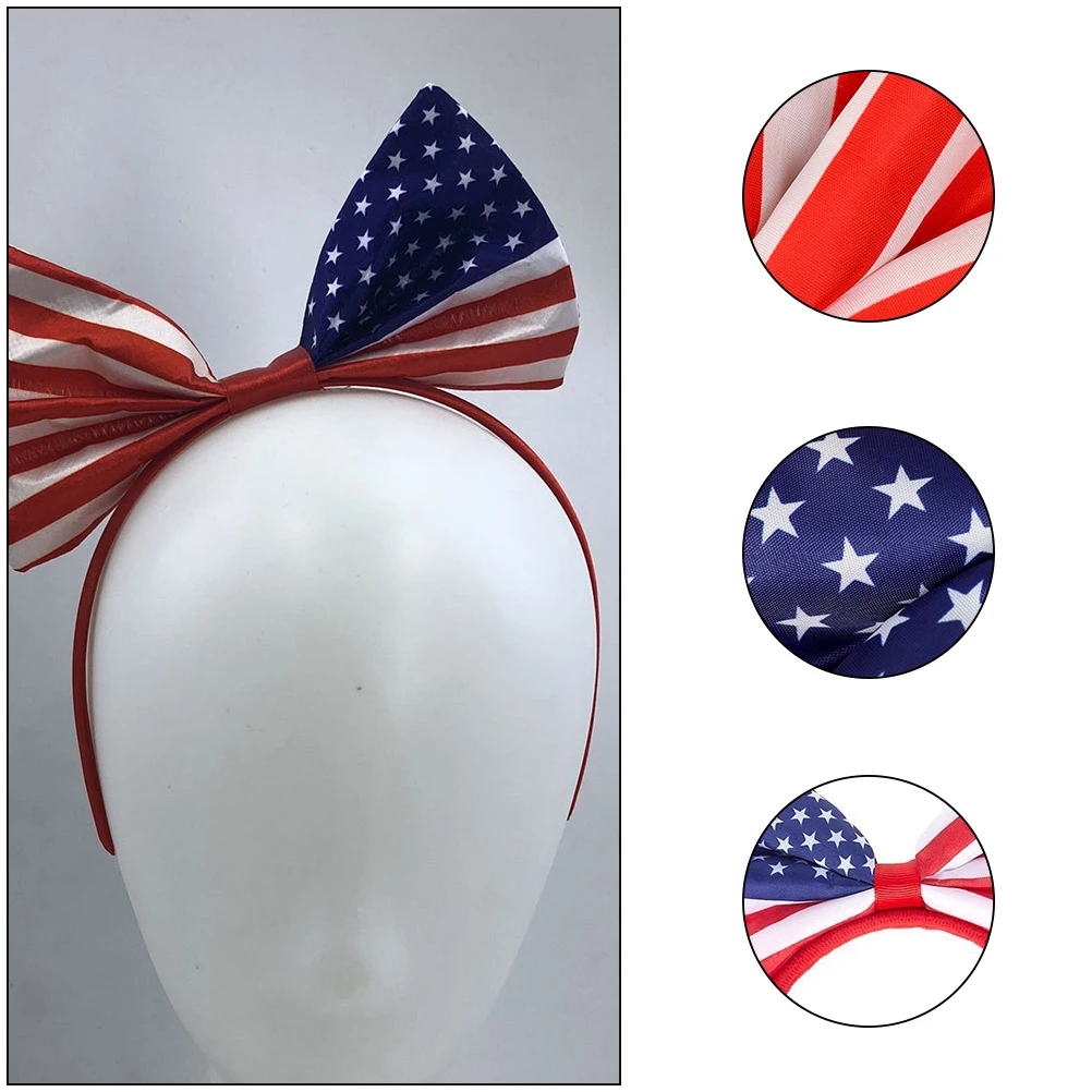 

6Pcs Festival Hair Hoops Independence Day Satin Bowknot Red Blue Party Headdress Adults Hair Day Headdress