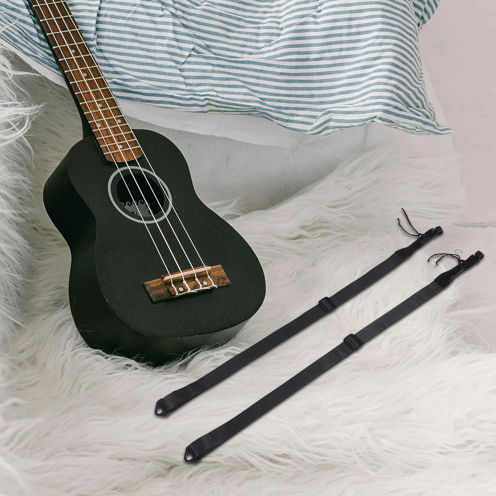 

2pcs Ukulele Strap Guitar Carrying System Adjustable Durable Support Straps For Kids Adults Hawaiian Four-String Neck Back Wear