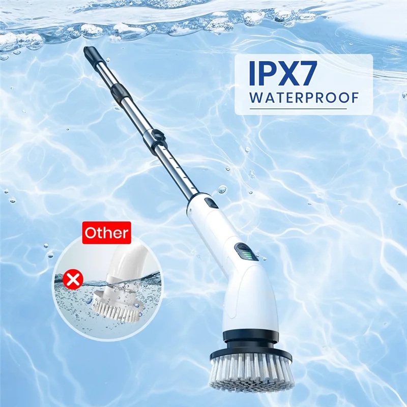 A01V-ワイヤレスシャワークリーニングブラシ電動ロータリーフロアスクラバー調整可能な速度と調整可能な延長ハンドル