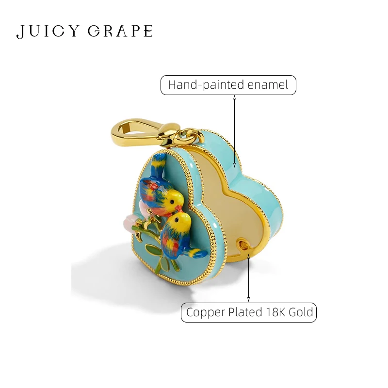 Juicy Grape Versatile Handcrafted Heart Pendant Charm Sweater Chain Keychain 18K Gold Plated 2024 New Year Christmas Gifts