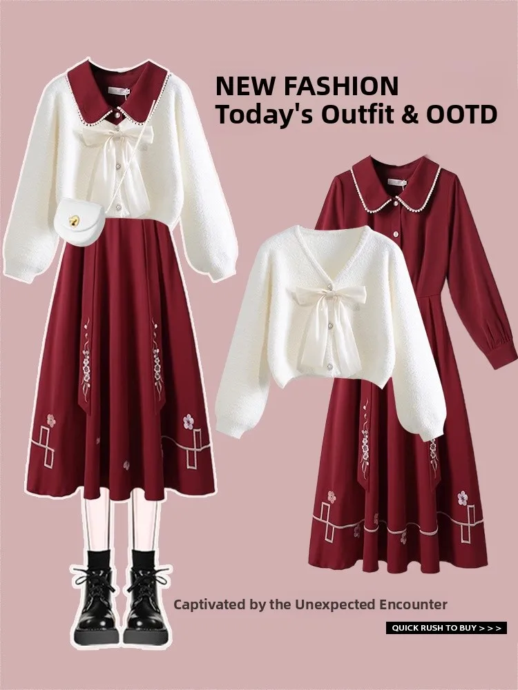 

Красное вязаное платье в стиле ретро, женский осенне-зимний утягивающий свитер с поясом, уникальный вязаный свитер длиной до рукавов