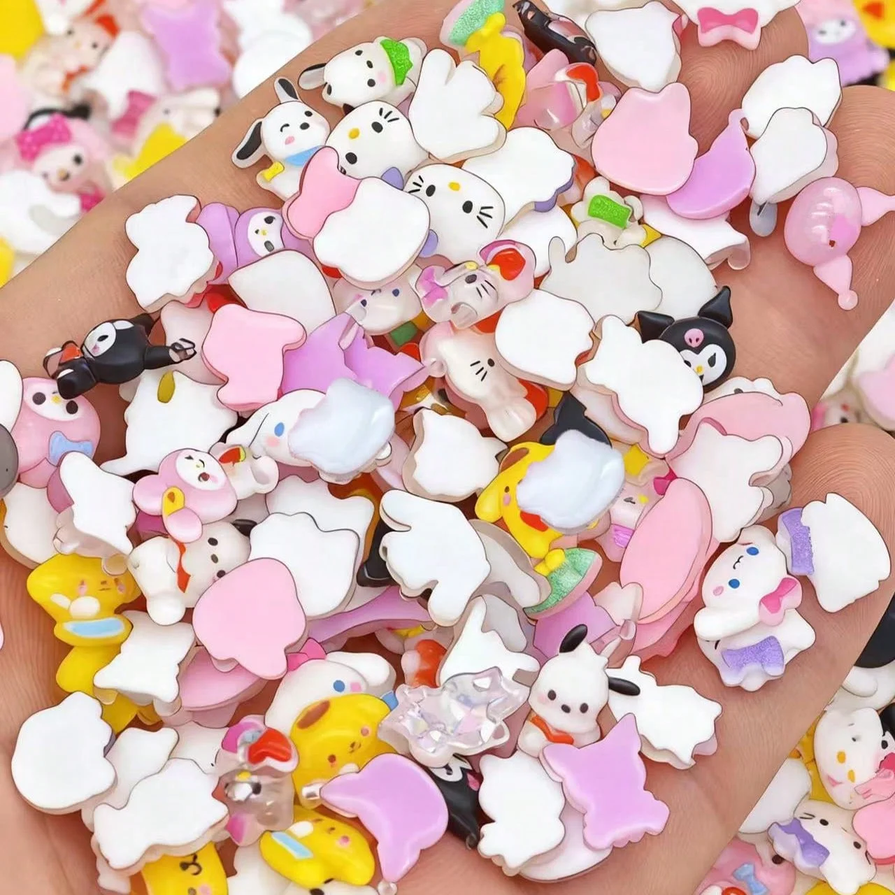 50Pcs Kawaii Mixed Sanrio 3D Resin Nail Charms Kuromi Pochacco Hello Kitty DIY Manicure Cartoon Nail Art Decor Accessories - view 2