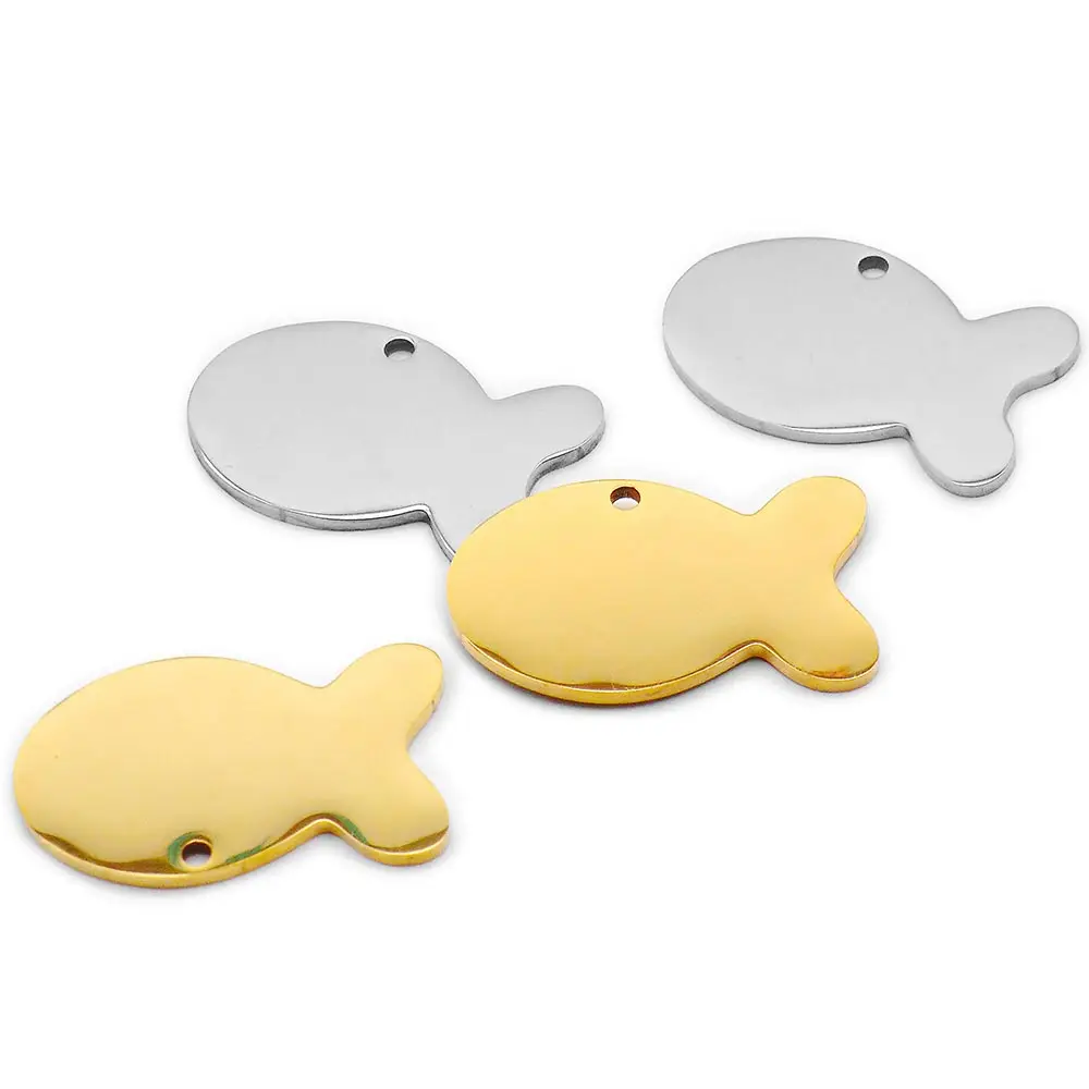 20 Pcs Fish Stainless Steel Dog ID Tag For Man Dog Pet Tag Name Plate Tags Pendant Engraved Personalized Customized Necklace