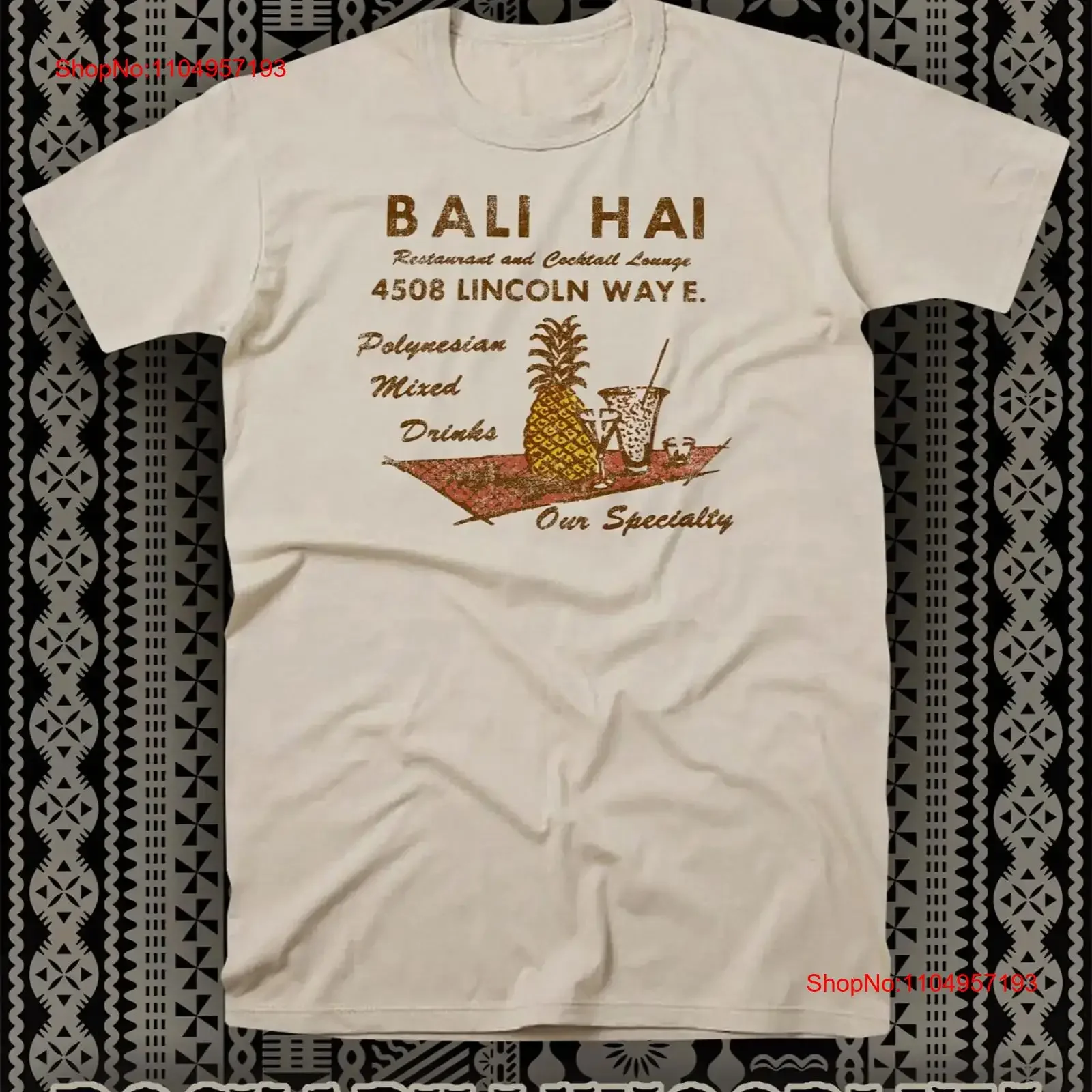Retro Tiki Art T Shirt Cotton Mug Bar Restaurant Bali Hai Massillon Ohio vintage Washed Breathable Slightly fashion