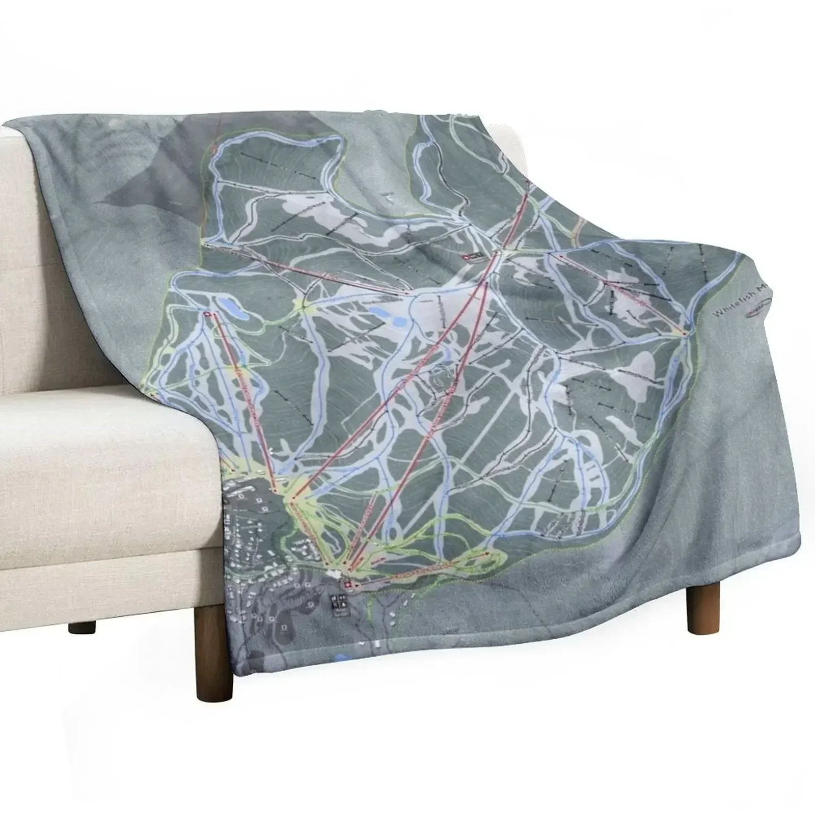 

Whitefish Mountain Resort Trail Map Throw Blanket For Decorative Sofa Bed linens Soft Big Blankets